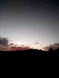 Silhouette landscape against sky during sunset