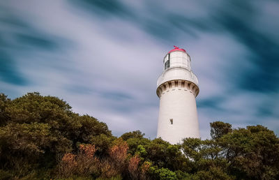 Low angle view of lighthouse against sky