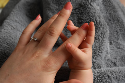 Close-up of woman hand with hands