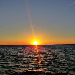 Scenic view of sea at sunset