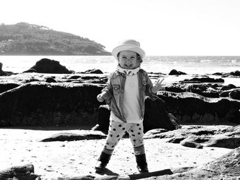 Portrait of a girl standing in sea