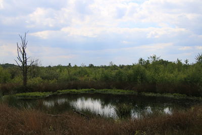 Scenic view of lake against sky