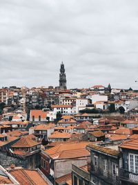 High angle shot of townscape against sky