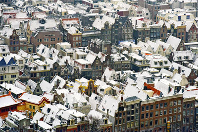 Aerial view of houses in town