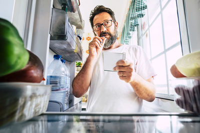 Young man preparing food