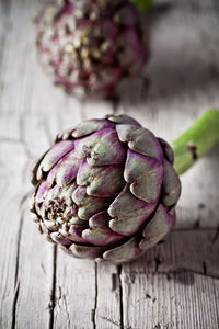 High angle view of green leaves