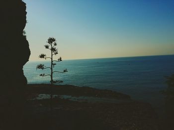 Scenic view of sea against clear sky