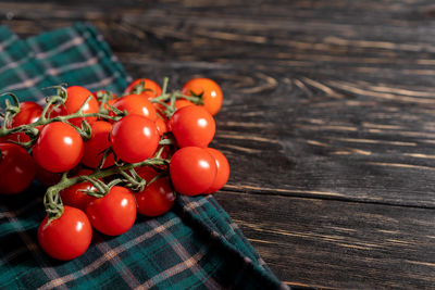 High angle view of tomatoes on table