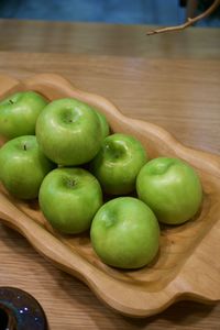 High angle view of apples on table