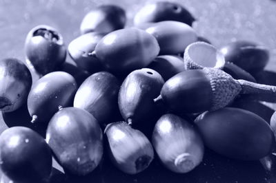 Close-up of blueberries in water