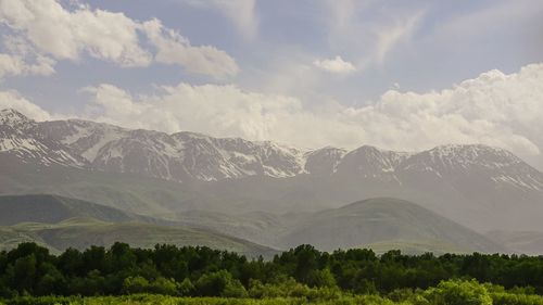 Scenic view of mountains against sky