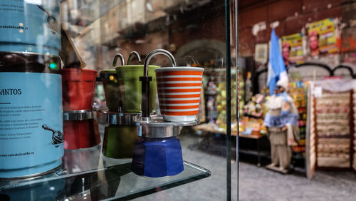 Close-up of beer in jar at store