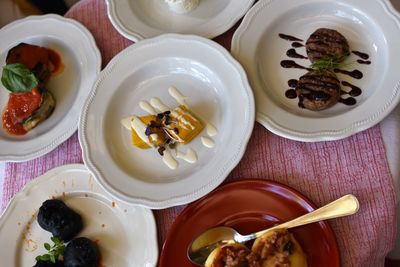 Close-up of food in plate on table