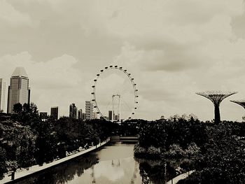 Ferris wheel against cloudy sky