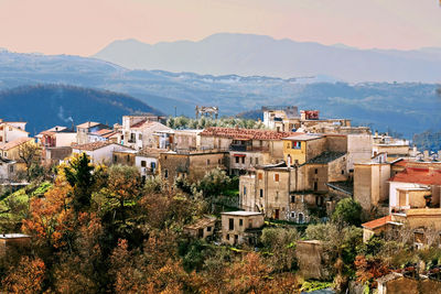 High angle view of townscape against sky