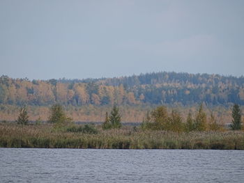 Scenic view of lake against sky