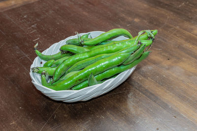 High angle view of vegetables on table