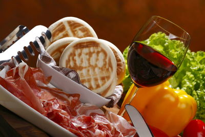 Close-up of food on table