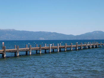 Scenic view of sea against clear sky