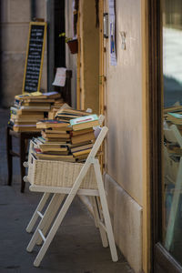 Close-up of books on table