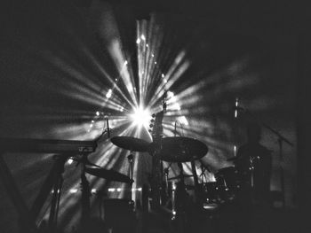 Blurred motion of woman at night