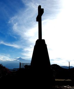 Silhouette of building against cloudy sky