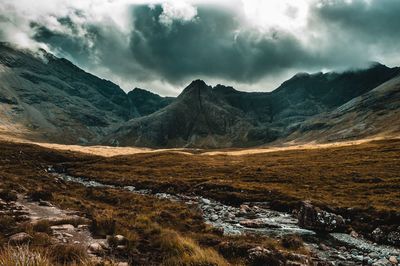 Scenic view of mountains against sky