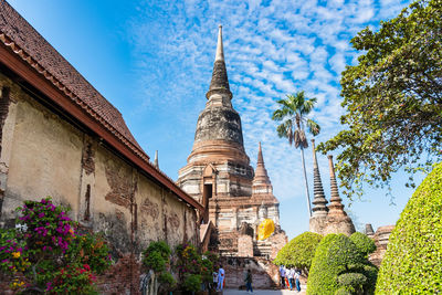 Low angle view of temple building against sky