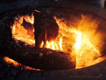 Close-up of bonfire at night