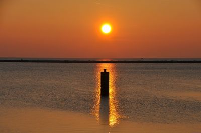 Scenic view of sea at sunset