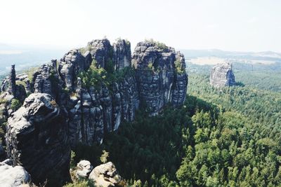 Panoramic view of rocky mountains against sky