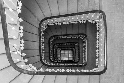 Directly below shot of spiral staircase of building
