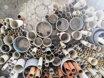 High angle view of pipes