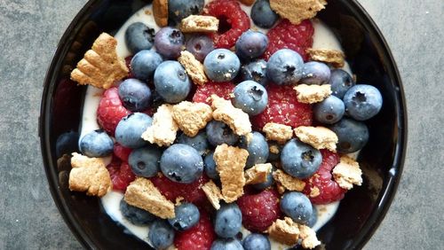 High angle view of breakfast in bowl