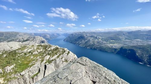 Scenic view from the famous preikestolen norway