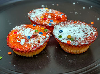 High angle view of dessert in plate