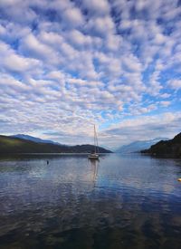 Scenic view of sea against cloudy sky