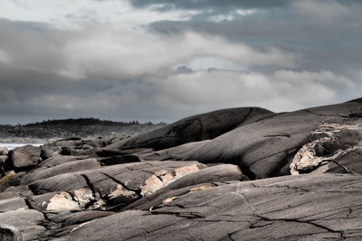 Scenic view of rock formations against sky