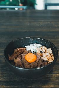 Close-up of food in bowl on table