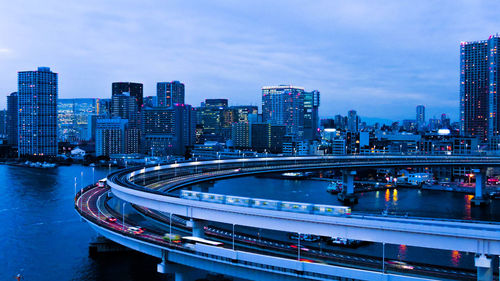 High angle view of bridge over river in city