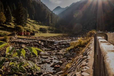 Scenic view of field against mountains