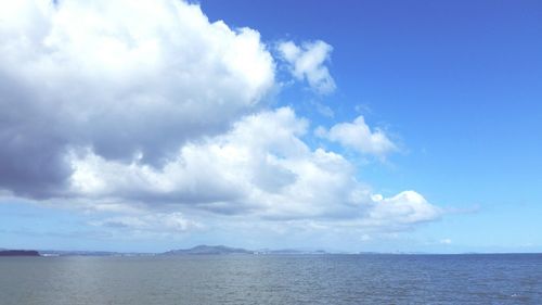 Scenic view of sea against cloudy sky