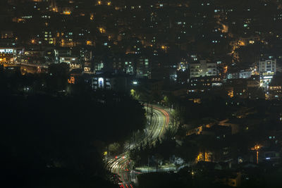 High angle view of seoul city at night