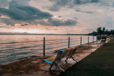 Scenic view of sea during sunset