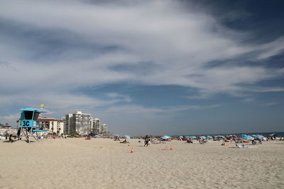 View of beach at sunset