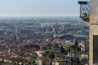 Aerial view of the city of bergamo in the lombardy region, italy, europe