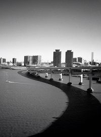View of cityscape against clear sky