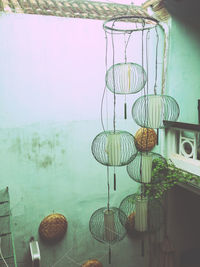 Close-up of curtain hanging at home