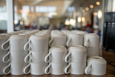 Close-up of objects on table in restaurant