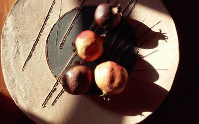 High angle view of fruits on table